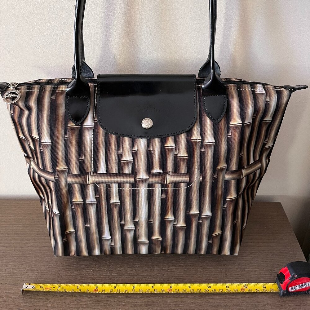 Longchamp Limited Edition Printed Bamboo Canvas/Leather.